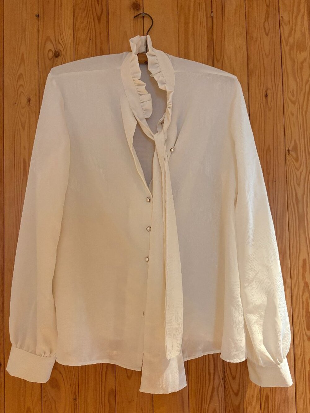Castleberry Vintage Cream Blouse with Neck Bow